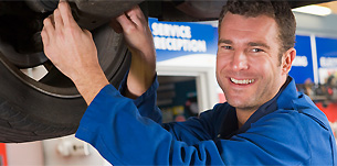 Mechanic working on car